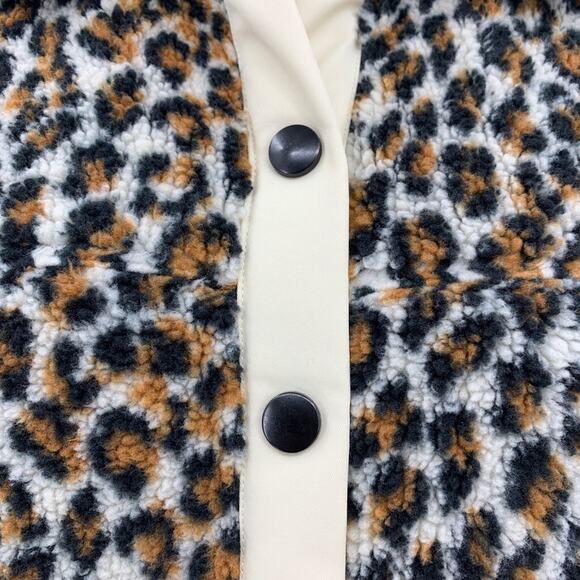 Levis Jacket Womens Extra Small Cheetah Comfort Zone Sherpa Snap Button Collared - Picture 5 of 16